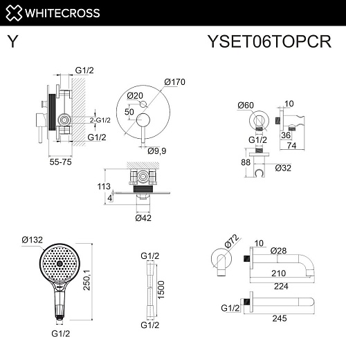 Душевой гарнитур Whitecross Y YSET06TOPCR (хром)