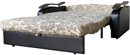 Диван Асмана Магнат 140 декор Волна (палома беж/кожзам коричневый/декор венге)