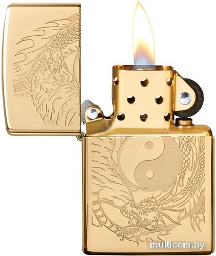 Зажигалка Zippo High Polish Brass Tiger and Dragon Design 49024