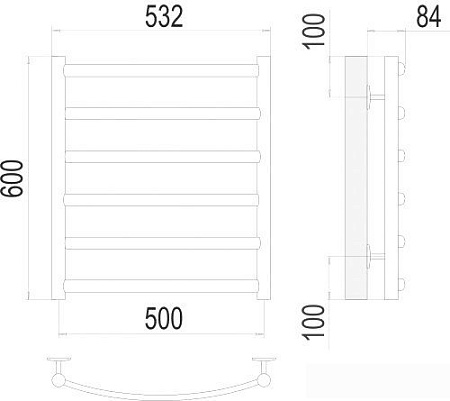 Полотенцесушитель TERMINUS Атланта+ П6 500x600 нп
