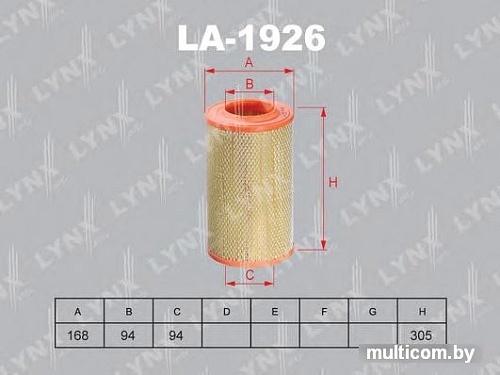 Воздушный фильтр LynxAuto LA1926
