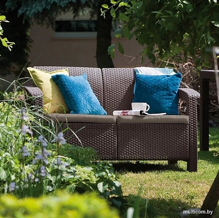 Садовый диван Keter Corfu II Love Seat 258946 (коричневый)