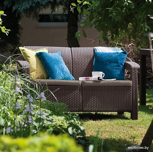 Садовый диван Keter Corfu II Love Seat 258946 (коричневый)