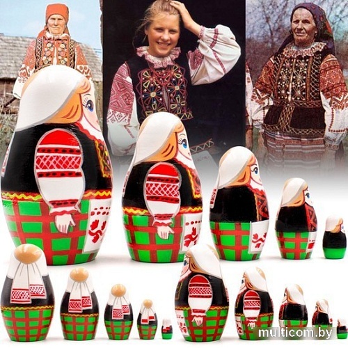 Развивающая игрушка Брестская Матрешка Народные костюмы Беларуси. Калинковичский строй (набор 5 шт)