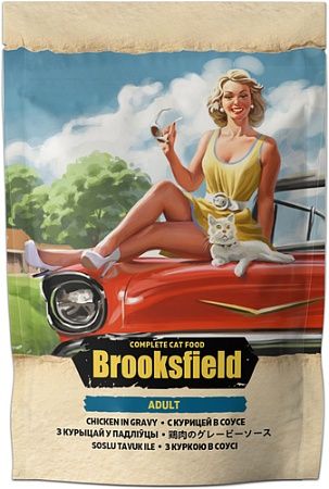 Пресервы Brooksfield Adult Cat Chicken курица в соусе 85 г
