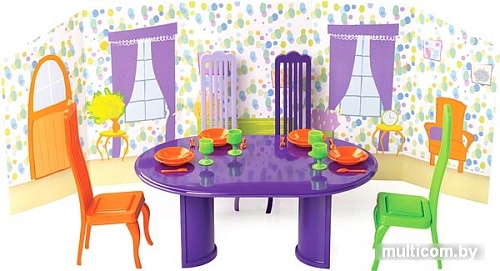 Мебель для кукольного домика Огонек Столовая комната с интерьером С-1483