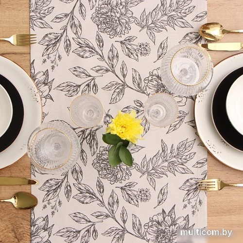 Дорожка на стол Этель Black Flowers 10283364