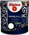 Эмаль Alpina Эмаль 3 в 1 по ржавчине (белый, шелковисто-матовая, 2.5 л)