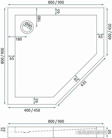 Душевой поддон Rea Diamond 90x90 (белый)