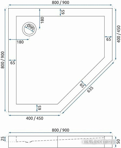 Душевой поддон Rea Diamond 90x90 (белый)