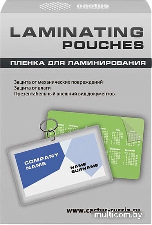 Пленка для ламинирования CACTUS глянцевая 80x111, 125 мкм, 100 л