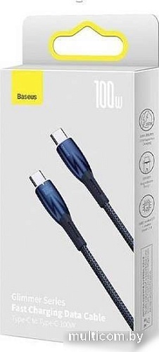 Кабель Baseus Glimmer Series Fast Charging Data Cable USB Type-C - Type-C 100W CADH000703 (1 м, синий)