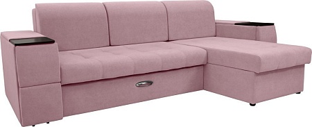 Диван Сириус Лидер-13 с оттоманкой ППУ 285x165 (Eva 14 велюр темно-розовый)