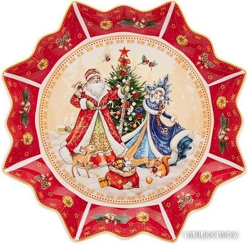 Блюдо Lefard Дед Мороз и Снегурочка 85-1738 (красный)