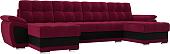 П-образный диван Лига диванов Нэстор 109933 (микровельвет, бордовый/черный)