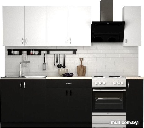 Готовая кухня S-Company Клео лайт 1.9 (черный/белый)
