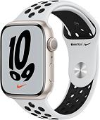 Умные часы Apple Watch Nike Series 7 45 мм (сияющая звезда/чистая платина,черный)