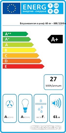 Кухонная вытяжка Falmec Gruppo Incasso Green-Tech 50 800 м3/ч (нержавеющая сталь)