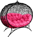 Садовый диван M-Group Улей на ножках 11220408 (черный ротанг/розовая подушка)