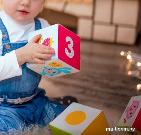 Кубики Мякиши Учим формы, цвет и счет Малышарики (6 шт)