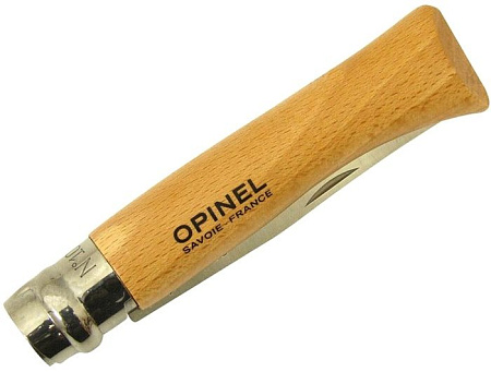 Туристический нож Opinel N°8, нержавеющая сталь, оливковое дерево
