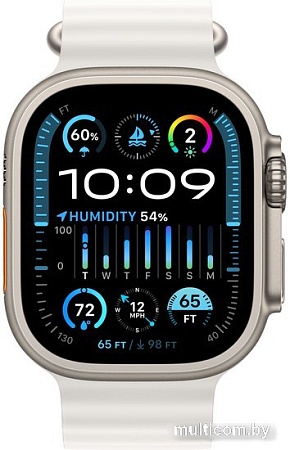 Умные часы Apple Watch Ultra 2 LTE 49 мм (титановый корпус, титановый/белый, ремешок из эластомера)