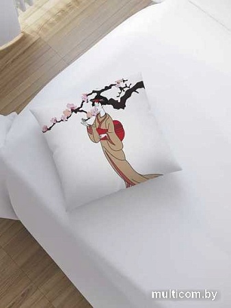 Чехол на подушку JoyArty Гейша у ветки сакуры sl_31264