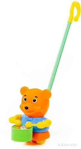 Развивающая игрушка Полесье Каталка Медвежонок с ручкой 96654