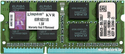 Оперативная память Kingston ValueRAM 8GB DDR3 SO-DIMM PC3-12800 (KVR16S11/8)