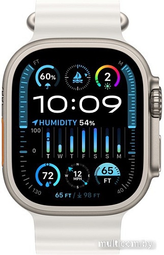 Умные часы Apple Watch Ultra 2 LTE 49 мм (титановый корпус, титановый/белый, ремешок из эластомера)