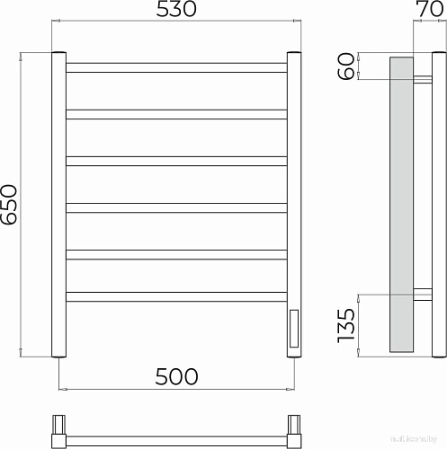 Полотенцесушитель TERMINUS Ватикан П6 500x650 (хром, Quick Touch)