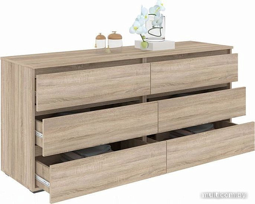 Комод Кортекс-мебель Бари 160 6ш (дуб сонома/дуб сонома/дуб сонома)
