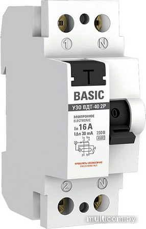 Устройство защитного отключения EKF Basic ВД-40 2P 16А 30мА elcb-2-16-30e-sim