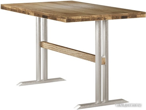 Кухонный стол Buro7 Двутавр 110 (классика, дуб натуральный/серебристый)