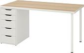 Письменный стол Ikea Линнмон/Алекс (белый под беленый дуб/белый) 192.791.63
