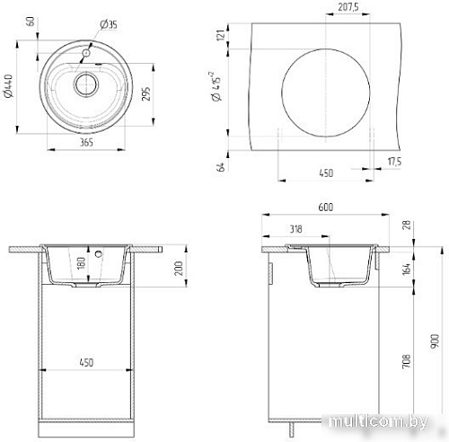 Кухонная мойка Ulgran U-700 (344 ультра-черный)