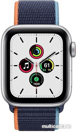 Умные часы Apple Watch SE 40 мм (алюминий серебристый/синий нейлон)