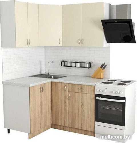 Угловая кухня Хоум Лайн Агата 1200х1400 угловой (дуб сонома/ваниль)