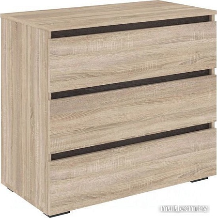 Комод Кортекс-мебель Бари 80 3ш (дуб сонома/дуб сонома/береза)