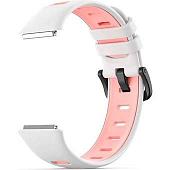 Ремешок Rumi силиконовый для Huawei Band 7 (белый/розовый)