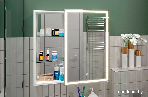 Континент Шкаф с зеркалом Aperio Led 80x80 (правый)