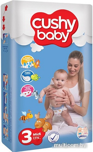 Подгузники Cushy Baby Midi 4-9 кг (70 шт)