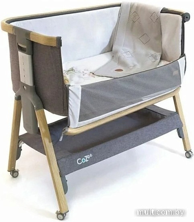 Приставная детская кроватка Tutti Bambini CoZee Luxe с колесами (oak/charcoal)