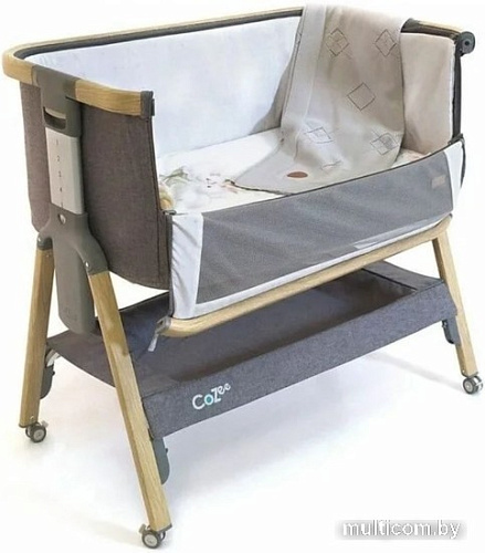 Приставная детская кроватка Tutti Bambini CoZee Luxe с колесами (oak/charcoal)