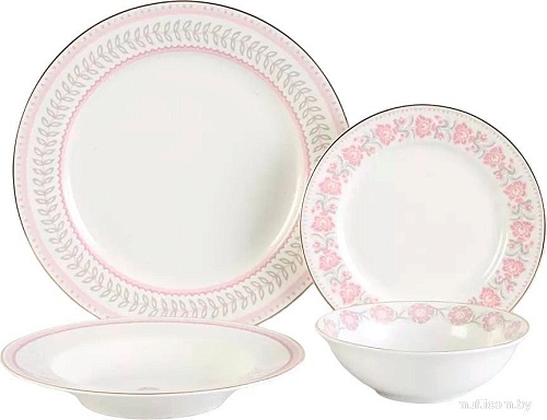 Набор обеденных тарелок Arya Carmine 8680943243218 (24шт, белый/красный)