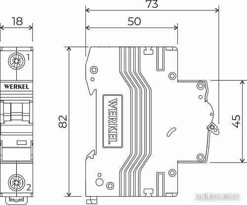 Выключатель автоматический Werkel 1P 50 A C 4.5 кА W901P504