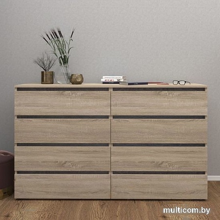 Комод Кортекс-мебель Бари 160 8ш (дуб сонома/дуб сонома/береза)