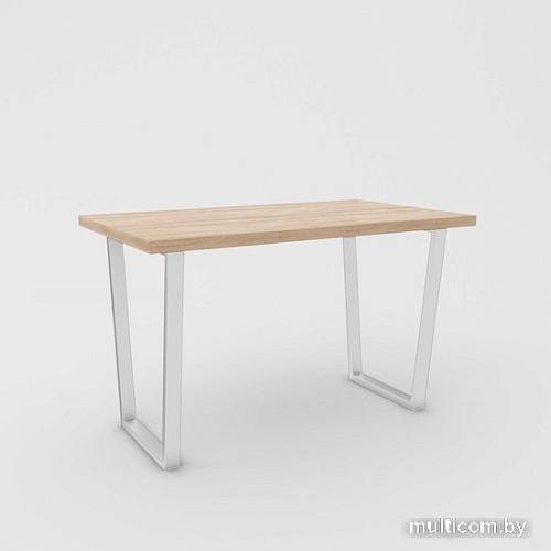 Кухонный стол Hype Mebel Трапеция раздвижной 110x70 (белый/дуб галифакс натуральный)