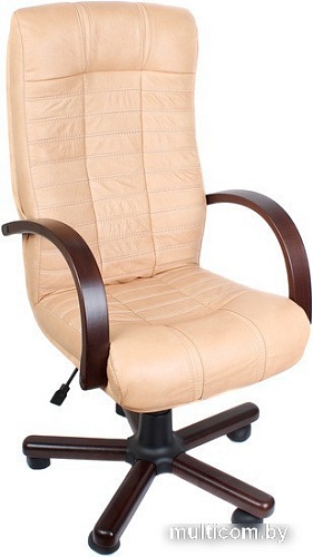 Кресло Деловая обстановка Атлант Экстра (орех, желто-бежевый, кожа люкс)