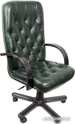Кресло Деловая обстановка Премьер экстра (кожа люкс, венге, зеленый)